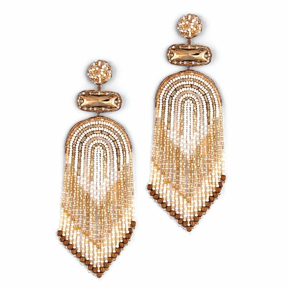 🌺🎉HP🎉🌺 NWT Deepa Gurnani Luxe Beaded Fringe Chandeliers - Picture 14 of 16